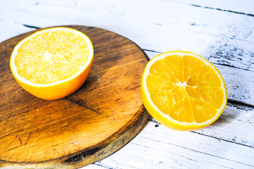 Orange slices on the table