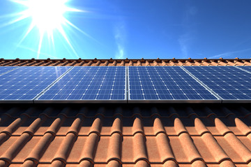 Solar panels modules on roof