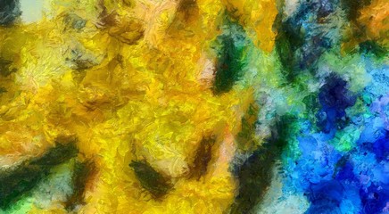 Abstract background. Massive textured layers of oil paint on canvas. Dirty style design pattern. Grunge hand drawn texture. Vintage wallpaper. Watercolor details and elements. Dry acrylic mixed art.