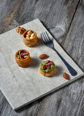 Turkish deligh set. Assorted traditional turkish delight on light background