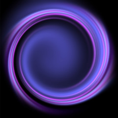 Fantastic background with neon round frame and space portal into another dimension