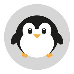 Vector flat icon  with penguin in kawaii style 