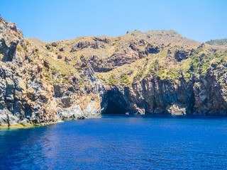 Sea stack in the sea near Lipari island, Sicily