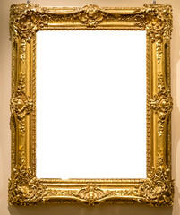 Art Museum Frame Wall Ornate Minimal Design White Isolated Clipping Path Template