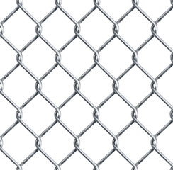 Realistic chain link , chain-link fencing texture isolated on transparency background, metal wire mesh fence design element vector illustration.