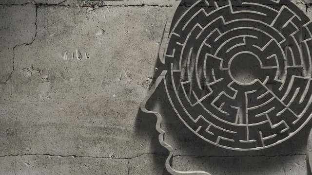 Confused unhappy sad person depression and mental health maze render