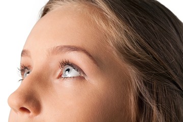 Close-up of Young Woman's Eyes Looking up