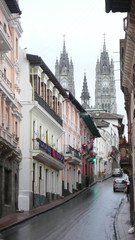 Cityscape street scene of Quito, Ecuador