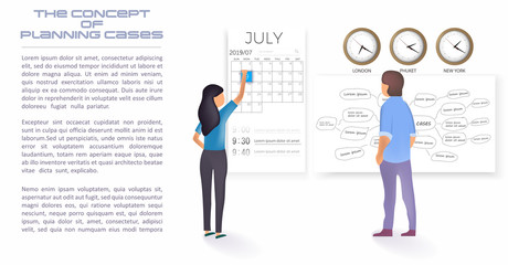 Modern flat design isometric concept of Planning .Calendar and clock in isometric. The concept of planning cases, important events and dates.