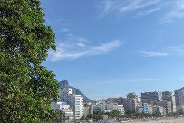 View of the beach and buildings of Leblon in the late afternoon