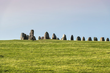 Ales stones, imposing megalithic monument in Skane, Sweden