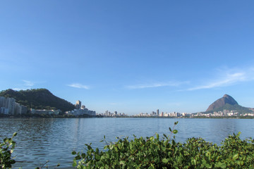 View of the lagoon with blue sky in the morning
