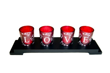 love candles  on a stand
