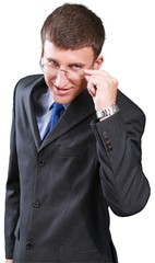 Confident Businessman Holding Glasses - Isolated