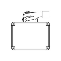 Hand with briefcase black and white