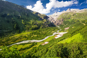 Fototapeta premium View of Rhone Glacier in Furkapass, Switzerland, Europe.
