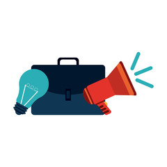 Briefcase with bullhorn and bulb light