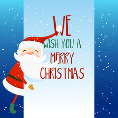 Merry Christmas and Happy New Year winter holidays greeting card with  Santa Claus. Vector illustration