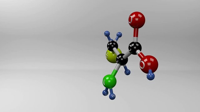 L-Cysteine molecule. Molecular structure of Cysteine, nonessential amino acid that could improve hearing in humans.
