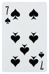 Playing card seven of spades isolated on white