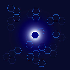 Abstract background with blue hexagons