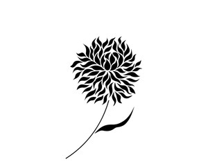 Drawing of a flower, black silhouette, vector illustration