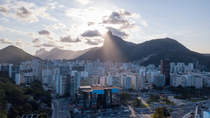 Obraz premium Aerial view of the drone of Rio de Janeiro, with Christ the Redeemer in the background