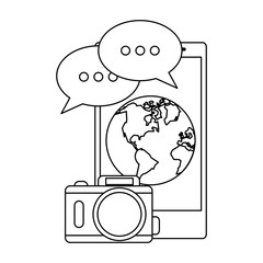 Smartphone and chat in black and white