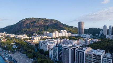 Obraz premium Aerial view by drone of Rio de Janeiro buildings and beach