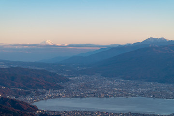 高ボッチ高原の夕焼けと富士山（日本の絶景）