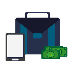 Briefcase and smartphone with cash
