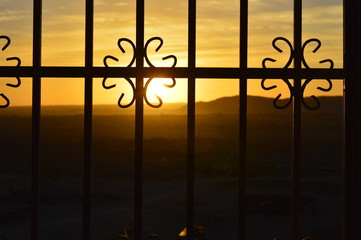 The sun is behind the net