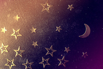 Obraz na płótnie Canvas Night sky with stars and moon objects macro