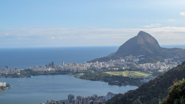 Aerial view of Rio de Janeiro, sea and mountains
