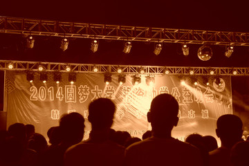 stage lighting effect in the dark, closeup photo