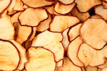 Dried Apple slices close up
