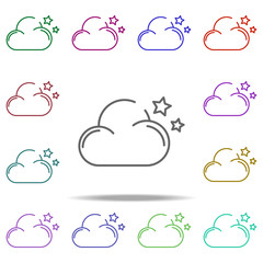 cloud of the star concept line icon. Elements of winter in multi color style icons. Simple icon for websites, web design, mobile app, info graphics