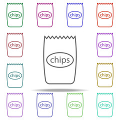 chips concept line icon. Elements of fast food in multi color style icons. Simple icon for websites, web design, mobile app, info graphics