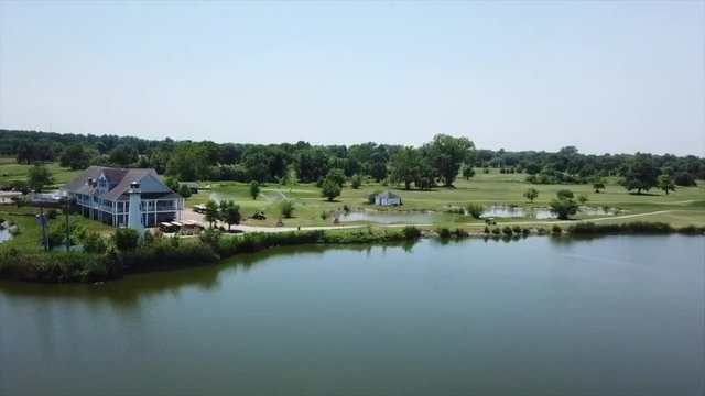 View of the golf course over the lake