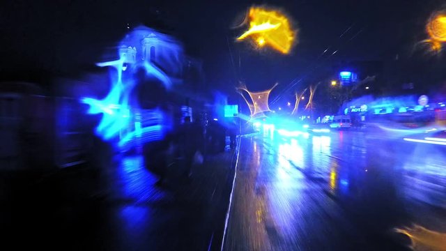 hyper lapse night colors and cold autumn rain