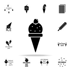 frozen ball in horn with strawberries icon. Ice cream icons universal set for web and mobile