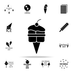 ice cream in a waffle horn icon. Ice cream icons universal set for web and mobile