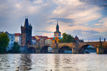 Naklejka premium Prague and Charles Bridge