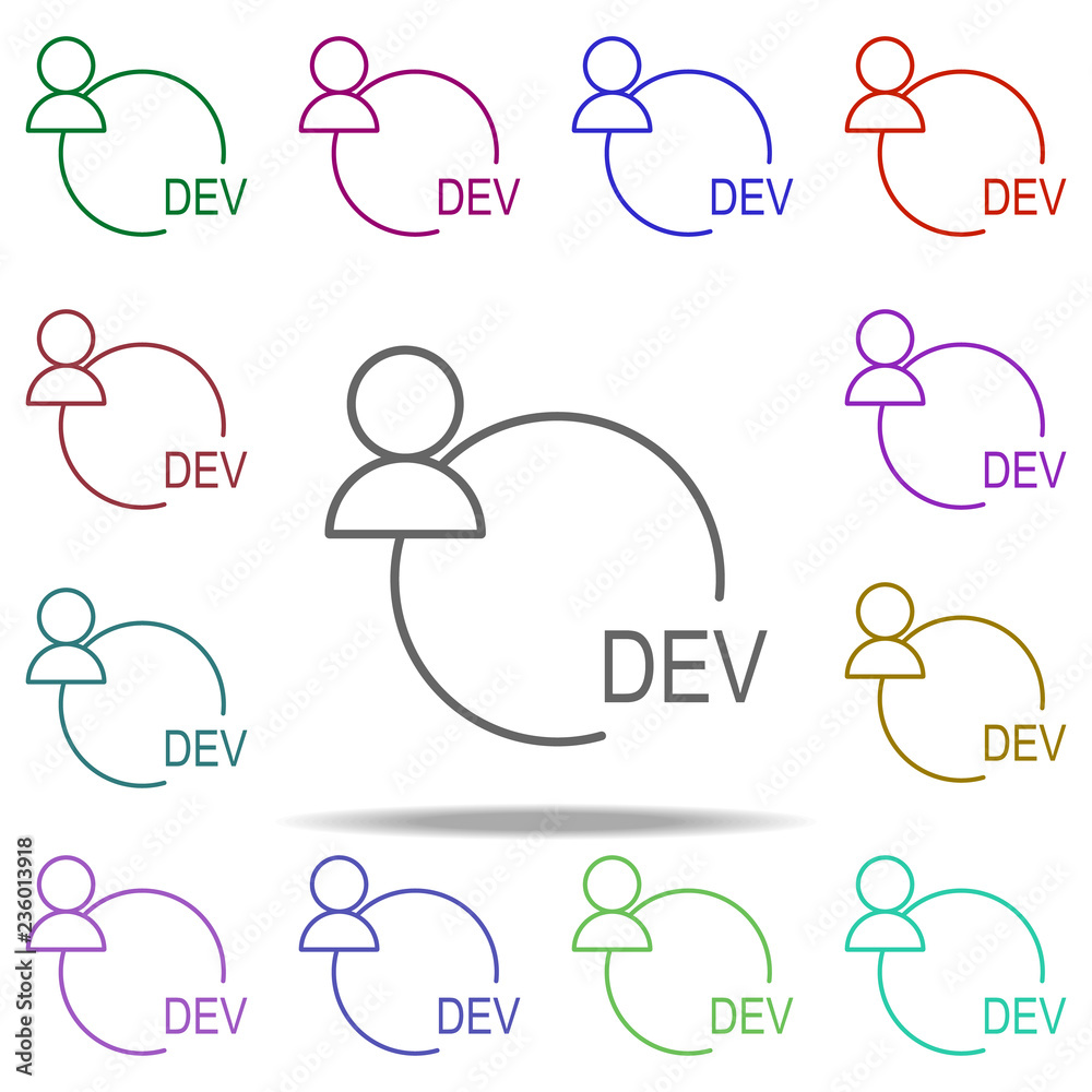 Poster developer icon. elements of online and web filled in multi color style icons. simple icon for websit