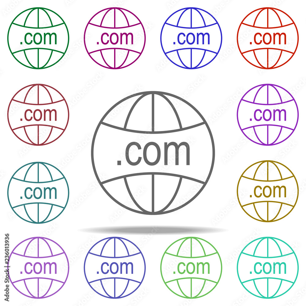 Poster domain com icon. elements of online and web filled in multi color style icons. simple icon for websi