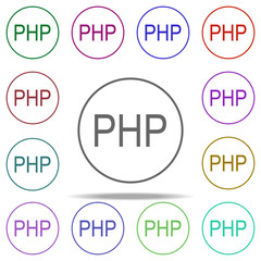 PHP icon. Elements of online and web filled in multi color style icons. Simple icon for websites, web design, mobile app, info graphics