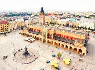 Aerial view of old town square in Cracow Kraków