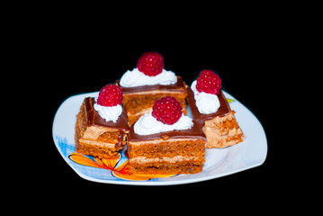 pieces of raspberry cake