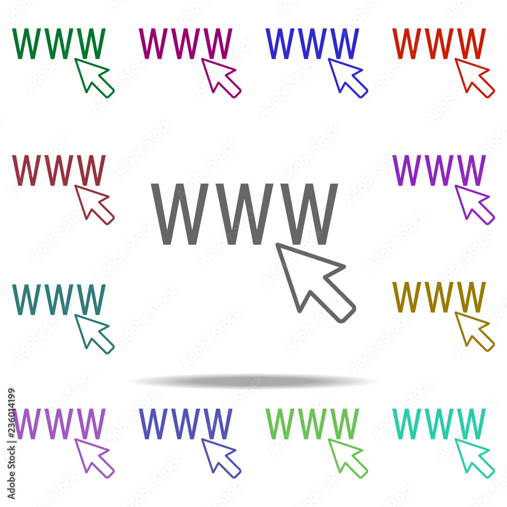 Poster click on the site icon. elements of online and web filled in multi color style icons. simple icon fo