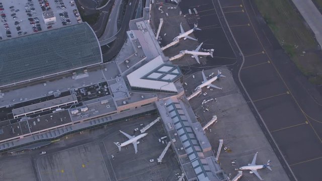 Aerial view of planes and airport